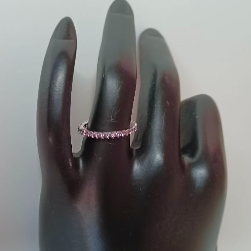 💗Dainty Swarovski Pink Crystal Silver Ring Sz 7